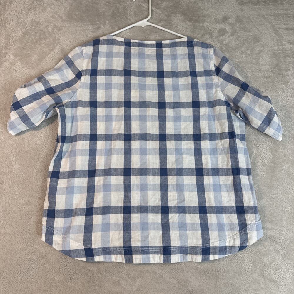 Barbour Women’s Plaid Popover Roll Sleeve Blue Preppy s/s Top Tunic Shirt 10 - Picture 7 of 7